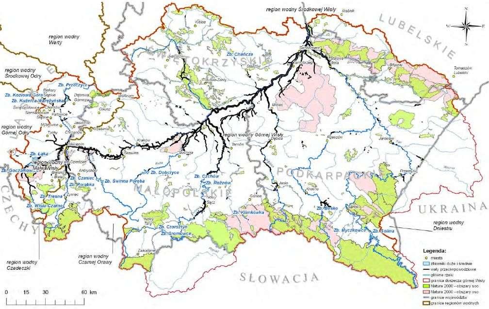 Wisła górna Istniejąca infrastruktura p.pow. w dorzeczu górnej Wisły zbiorniki retencyjne i wały przeciwpowodziowe [13] Bojarski A., Grela J., Gręplowska Z., Kondel B., Nachlik E.