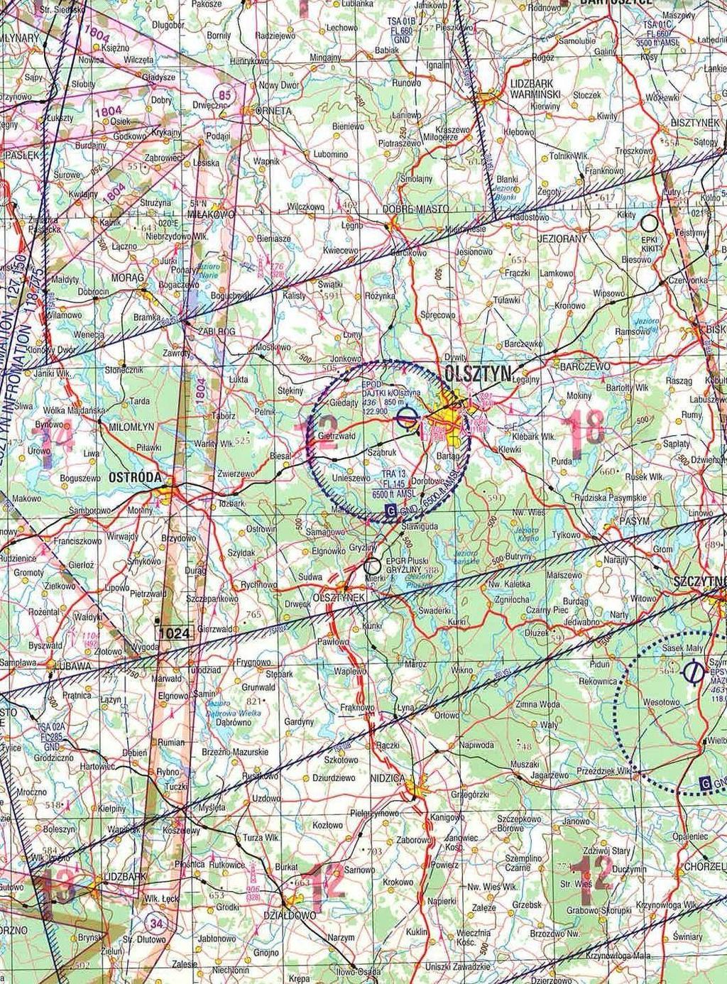 INSTRUKCJA OPERACYJNA LOTNISKA DAJTKI K/ OLSZTYNA - EPOD Mapa rejonu lotniska z naniesionymi