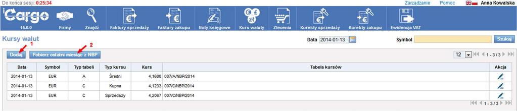 237 Okno zmiany numeru korekty sprzedaży - komunikat zajętości numeru UWAGA!