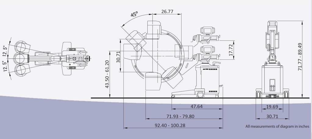 Rys. 1 Schemat położeń aparatu rentgenowskiego Genoray ZEN 5000 Uwagi o stanie technicznym: Oględziny urządzenia zostały przeprowadzone w dniu 21.09.2015r.