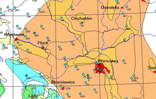spadki hydrauliczne zwierciadła wody gruntowej.