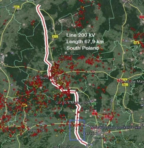 3.2. Analiza wyłączeń spowodowanych wyładowaniami piorunowymi dla wybranych linii NN Bardziej szczegółowe analizy wyłączeń linii przesyłowych wskutek wyładowań piorunowych przedstawiono dla wybranych