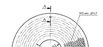 :etah_tv]t V\Éa\Xa\bjT!!! W badaniach zastosowano matrycę przedstawioną na rys. 4. Rys. 4. Fig. 4. Matryce z otworami φ 6,5 mm i φ 8,5 mm Matrixes with holes φ 6.5 mm and φ 8.