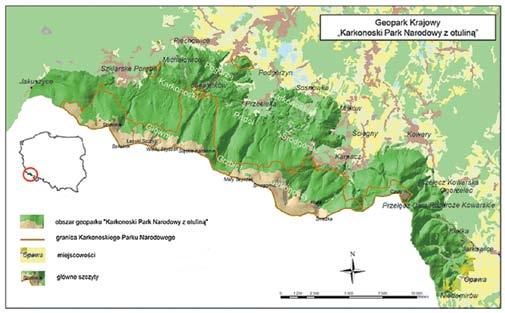 118 Mateusz Rogowski, Stanisław Bronowicki, Marta Machnicka Mapa 1. Lokalizacja i rodzaje geostanowisk w Geoparku Karkonosze Źródło: www.pgi.gov.