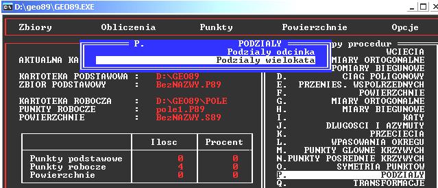 połowie czyli w odległości 200.00 m np. od punktu PP1234.