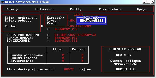 Punkty osnowy ze zbioru dwapkt.