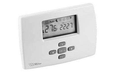 TERMOSTATY POKOJOWE Z WYŚWIETLACZEM 433 MHz Zakres regulacji 5-30 C, histereza 0,3K. Transmisja radiowa bez zakłóceń 50 m. Zasilany bateriami. Grupa rabatowa C.