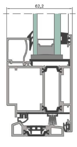 DRZWI Z PROGIEM 62,2 mm OKNO OTWIERANE DO WEWNĄTRZ SYSTEM OKIENNO-DRZWIOWY Z IZOLACJĄ TERMICZNĄ TM 62 62 mm PARAMETRY TECHNICZNE - TM 62 TM 62 2.1 okna TM 62 2.