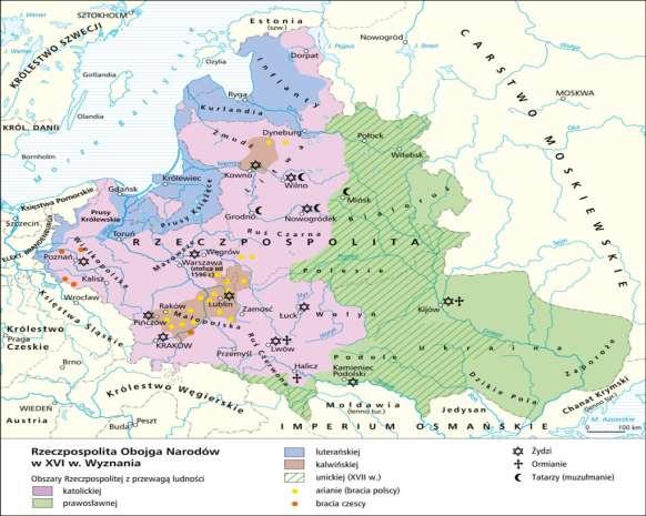 Po unii lubelskiej (1569) Polacy stanowili mniej niż połowę całej ludności państwa żyli w Rzeczypospolitej także katoliccy Litwini, prawosławni Rusini (dzisiejsi Białorusini i Ukraińcy),