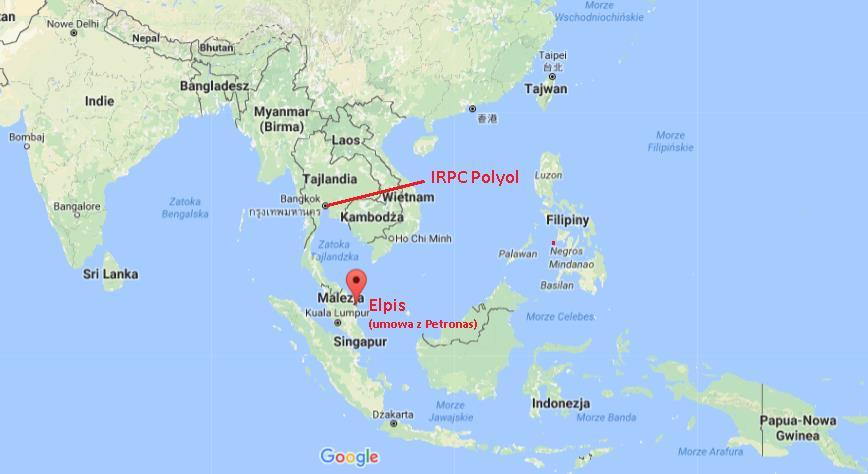Inwestycje w Azji W marcu 16 spółka poinformowała o możliwości rozpoczęcia inwestycji w Tajlandii. Inwestycja ma polegać na kupnie spółki produkującej poliole IRPC Polyol z siedzibą w Bangkoku.