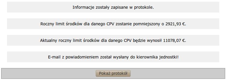 Na koniec zostanie wyświetlony komunikat podsumowujący. Przycisk Pokaż protokół umożliwi powrót na stronę z opcjami i podglądem protokołu. Jak widać przy czynności 1.