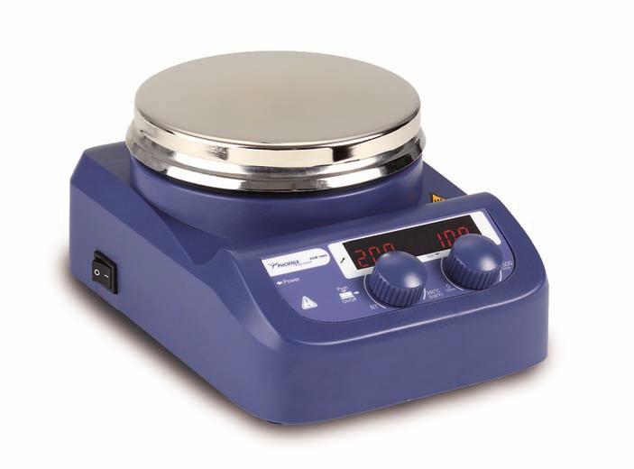 Mieszadła magnetyczne Mieszadła magnetyczne z grzaniem RSM-10HS i RSM-10HP Ustawianie temperatury i liczby obrotów na wskaźniku cyfrowym Bezpośrednie podłączanie czujnika temperatury PT 1000 (jeśli