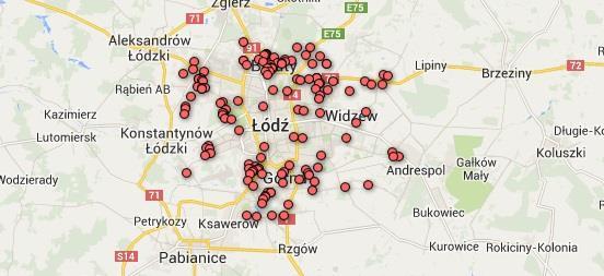 Rozkład lokalizacyjny zabudowanych nieruchomości gruntowych