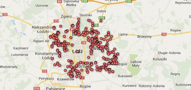 Rozkład lokalizacyjny niezabudowanych nieruchomości gruntowych