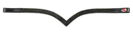 Naczółki Naczółek Hades Browband Hades Art. 0021010011 COB, FULL Skórzany, prosty naczółek ozdobiony dwoma rzędami drobnych cyrkonii, a między nimi rząd większych srebrnych kryształków.