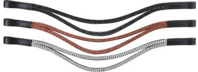 Naczółki Naczółek Talos Browband Talos Art. 0021010021 COB, FULL Skórzany, miękko podszywany, opadający naczółek. Z przodu jeden rząd okrągłych kryształów mieniących się na różne kolory.