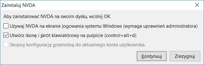 Pojawi się kolejne okno dialogowe kreatora instalacji.