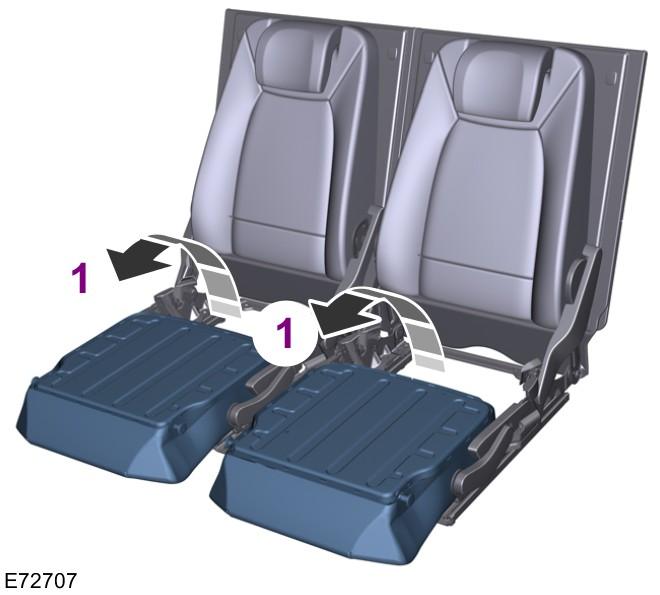 Pociągnij pętlę A z tyłu poduszki siedzenia. 1. Opuść zagłówki. 2. Przesuń siedzenia jak najdalej do tyłu. 3.