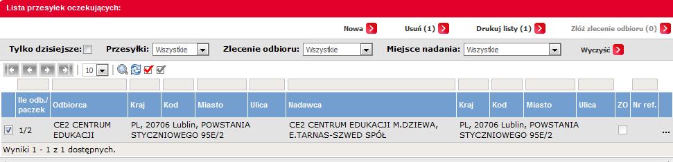 12. Klikając na trzy kropki (fioletowy kwadracik) możemy edytować wszystkie dane zawarte w przesyłce lub ominąć edycję i przejść do wygenerowania listu przewozowego (następny punkt) 13.