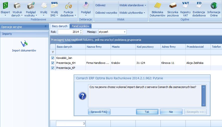 Rys. 2 Seryjny import dokumentów w Biurze Rachunkowym Pliki zostaną zaimportowane z serwera, a następnie zaimportowane do baz Klientów (na podstawie zgodnego ID partnera z Numerem klienta).
