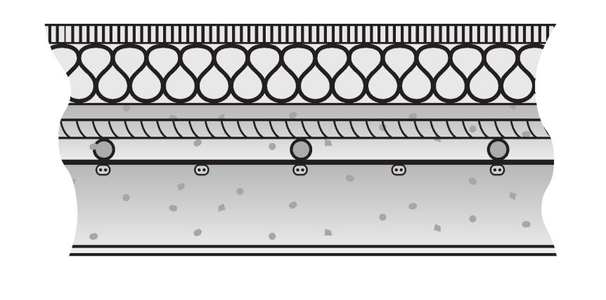 do zbrojenia płyty żelbetowej. Można również zastosować siatkę metalową o oczkach 10 x 10 cm z drutu o średnicy Ø 4 mm ułatwi to zachowanie wyliczonych odstępów między przewodami grzejnymi.