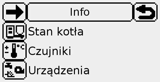 Aby przejść do ekranu INFO należy wcisnąć przycisk.