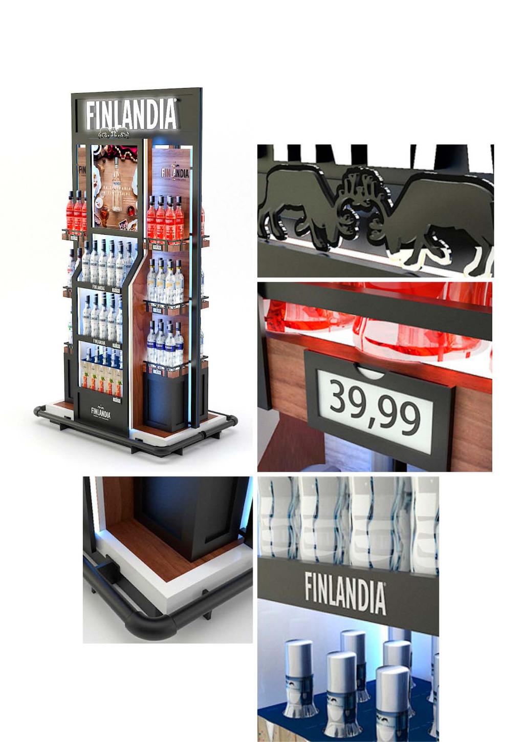 finlandia Projekt ekspozytora promocyjnych dla producenta wódek