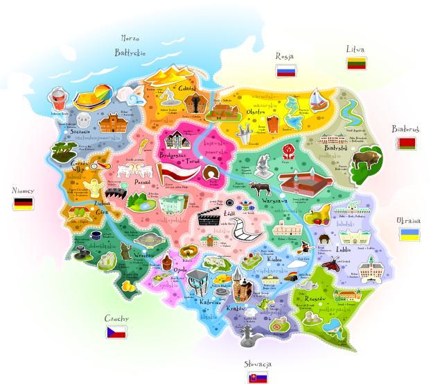 Puzzle geograficzne Wytnij elementy znajdujące się na następnej stronie i ułóż mapę według wzoru. Ustal czy zdanie jest prawdziwe. Pokoloruj literę w odpowiednim rzędzie.