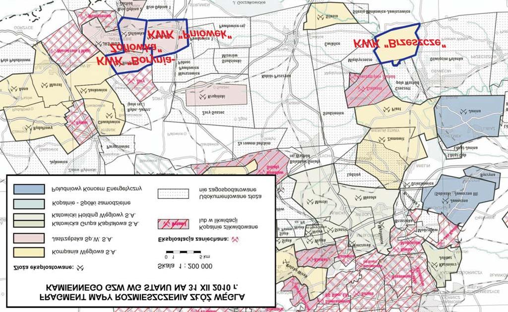 Wp³yw nieci¹g³oœci tektonicznych na strukturê wewnêtrzn¹ wêgla kamiennego... 217 Fig. 1 Mapa rozmieszczenia z³ó wêgla kamiennego Górnoœl¹skiego Zag³êbia Wêglowego (wg stanu na 31 X 2010 r.