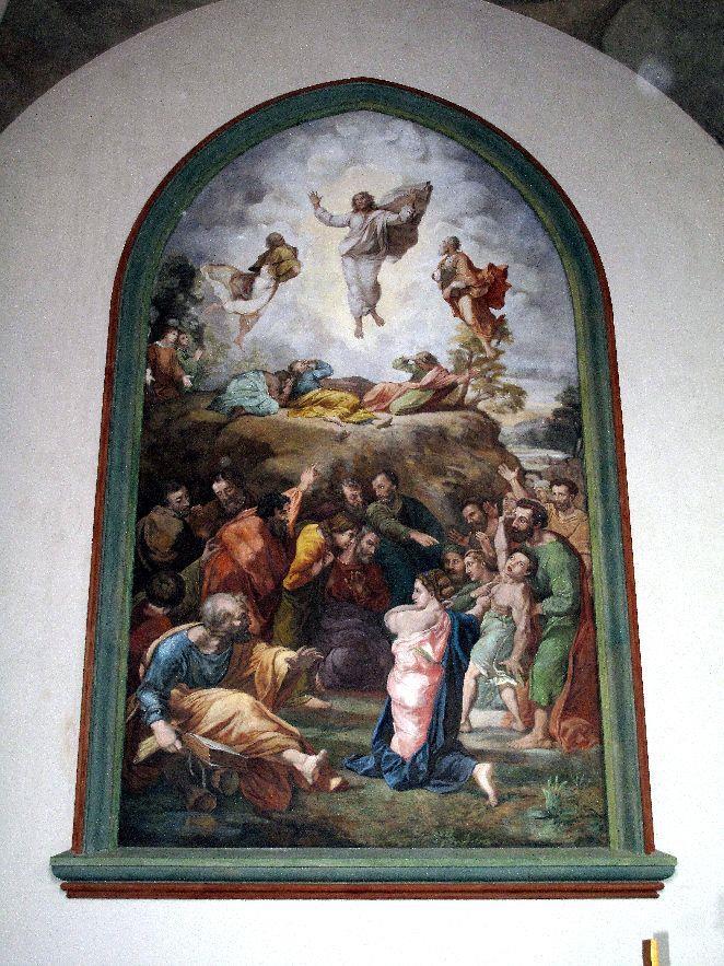 Przemienienie Pana Jezusa na Górze Tabor - kopia arcydzieła sławnego malarza włoskiego Rafaela W czasie II wojny światowej, w latach 1939-1945, kościół Przemienienia Pańskiego uległ poważnym