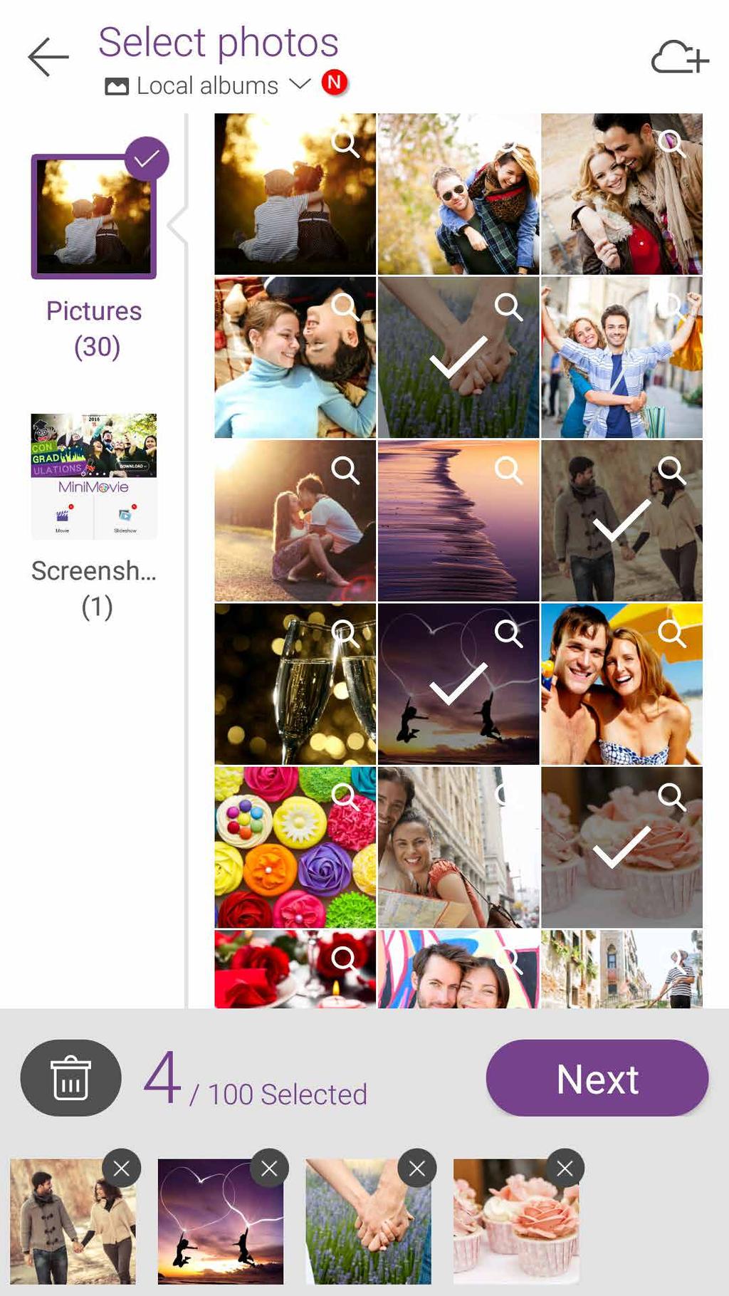 5. Wybierz folder zawierający zdjęcia do filmu lub pokazu slajdów, który chcesz utworzyć. Stuknij, aby wybrać zdjęcia z usług w chmurze. Stuknij, aby wybrać folder ze zdjęciami.