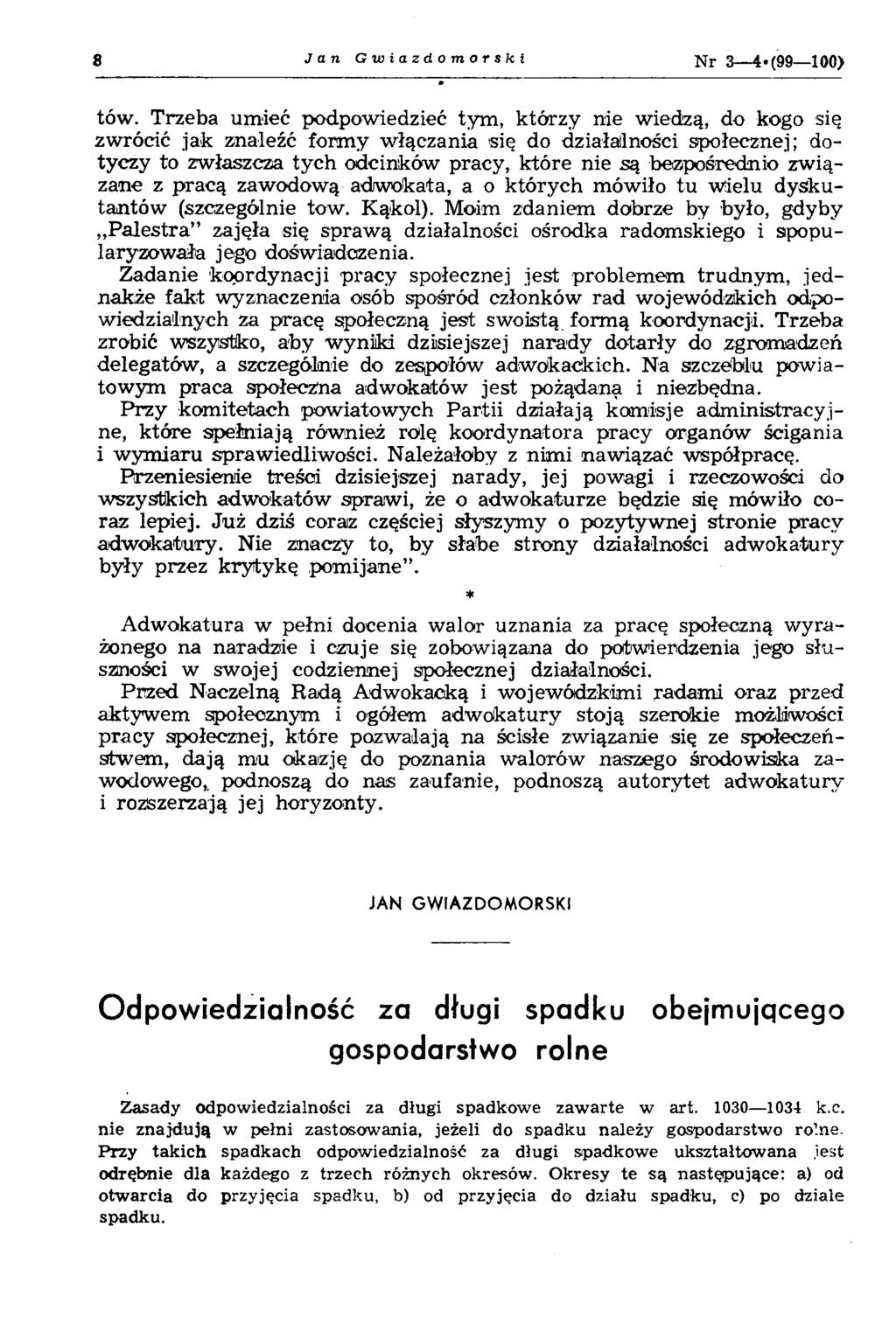 8 J a n G w i a z domorski N r 3 4 -(9 9 100) tów.