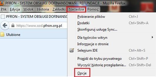 Mozilla Firefox Aby wyczyścić cache przeglądarki Mozilla Firefox należy z menu głównego należy