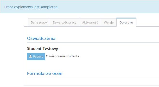 Rysunek 10. Dodatkowe dane pracy i pliki do pobrania 4. Dostęp do wyników analizy antyplagiatowej Po zakończeniu analizy antyplagiatowej system Plagiat.