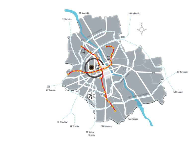 D A SZ Y Ń S KIE G O IZACJA/ LOCATION METRO Rondo Daszyńskiego 2 minuty DWORZEC CENTRALNY CENTRAL STATION ROLKOWA 5-10 minut DWORZEC ZACHODNI 10-15 minut DWORZEC WSCHODNI 20-40 minut GIEŁDOWA