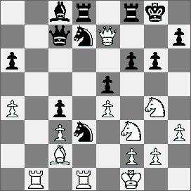 15.Gd3 e4 16.Gb1 f5 17.Sh4 He6 18.g3 Sc6 19.Wd5 Hf7 20.0 0 Ge6 21.Wd6 Gc4 22.Wfd1 Ge6 23.Gc2 Wae8 24.Sg2 Hf6 25.Hf6 Wf6 26.a3 Se5 27.Sf4 Gf7 28.Wf6 gf6 29.Wd6 Sf3 30.Kh1 Wc8 31.Gd1 Wc1 32.Wd8 Kg7 33.
