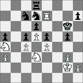 1406.Partia katalońska [E10] IM Blau GM Tal 1.Sf3 Sf6 2.d4 e6 3.c4 c5 4.Sc3 cd4 5.Sd4 Gb4 6.Gd2 Sc6 7.Sc2 Gc5 8.Ge3 Ge3 9.Se3 0 0 10.g3 d5 11.cd5 ed5 12.Sed5 Sd5 13.Hd5 Hb6 14.Hb5 Hb5 15.Sb5 Sb4 16.