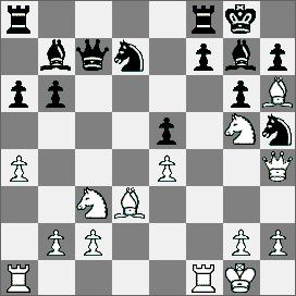 1411.Obrona Nimzowitscha [E21] GM Tal IM Dückstein 1.d4 e6 2.Sf3 Sf6 3.c4 Gb4 4.Sc3 b6 5.Gg5 Gb7 6.e3 h6 7.Gh4 g5 8.Gg3 Se4 9.Hc2 d6 10.Gd3 Gc3 11.bc3 f5 12.d5 ed5 13.cd5 Gd5 14.Sd4 Hf6 15.f3 Sg3 16.