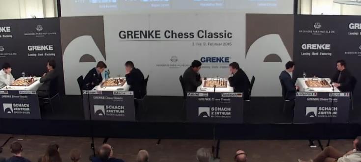 Puszczewicz 7 Naiditsch (białe) Carlsen (czarne) Carlsen myślał nad ruchem (Naiditsch zagrał 52.Wf3 d3). Nastąpiło 52 f4 53.