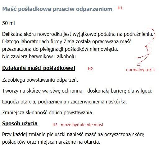 Oczywiście w powyższym tekscie brakuje jeszcze pogrubionych słów gdzieś w tekscie, czyli powinien znaleźć się słowo maść pośladkowa gdzieś w zdaniu.