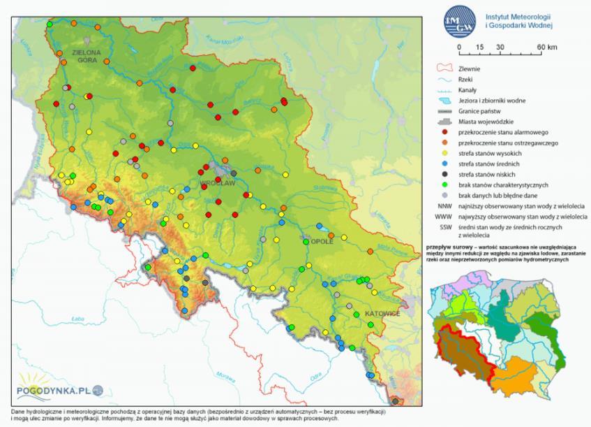 Stan wód powierzchniowych/rzek, IMGW