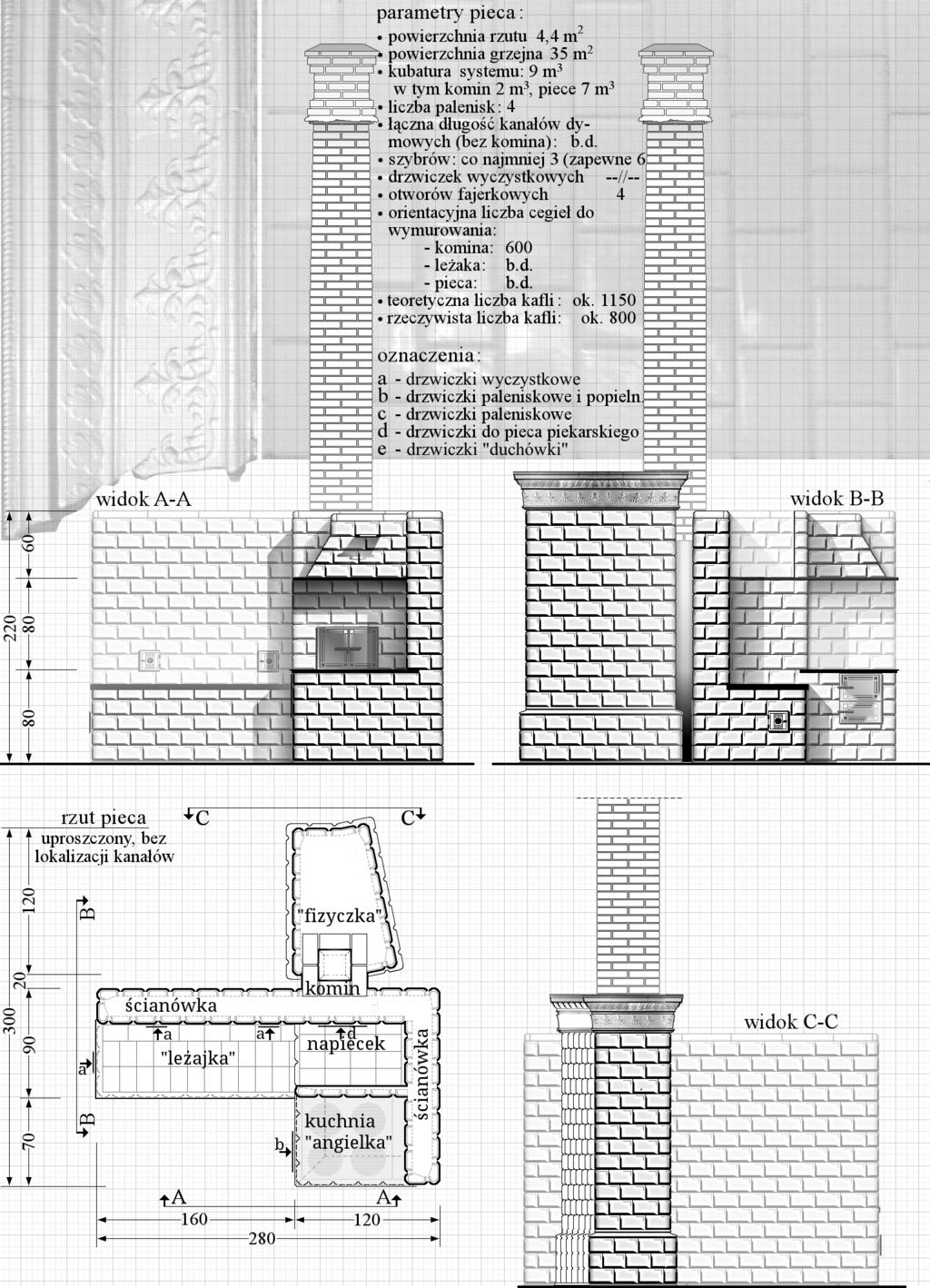 114 3. PIECE PODLASKIE. RYSUNEK 3.3.2. System pieców w domu we wsi Surażkowo (nr 14) w gminie Supraśl (rys.