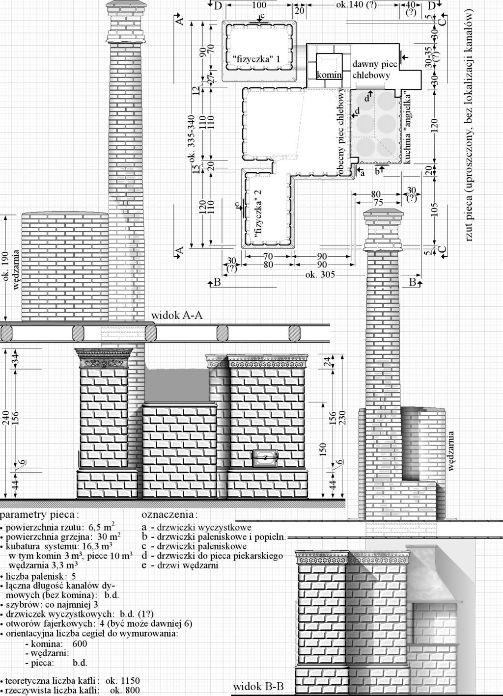 116 3. PIECE PODLASKIE. RYSUNEK 3.3.4. System pieców w domu we wsi Niemczyn (nr 8) w gminie Czarna Białostocka (rys.