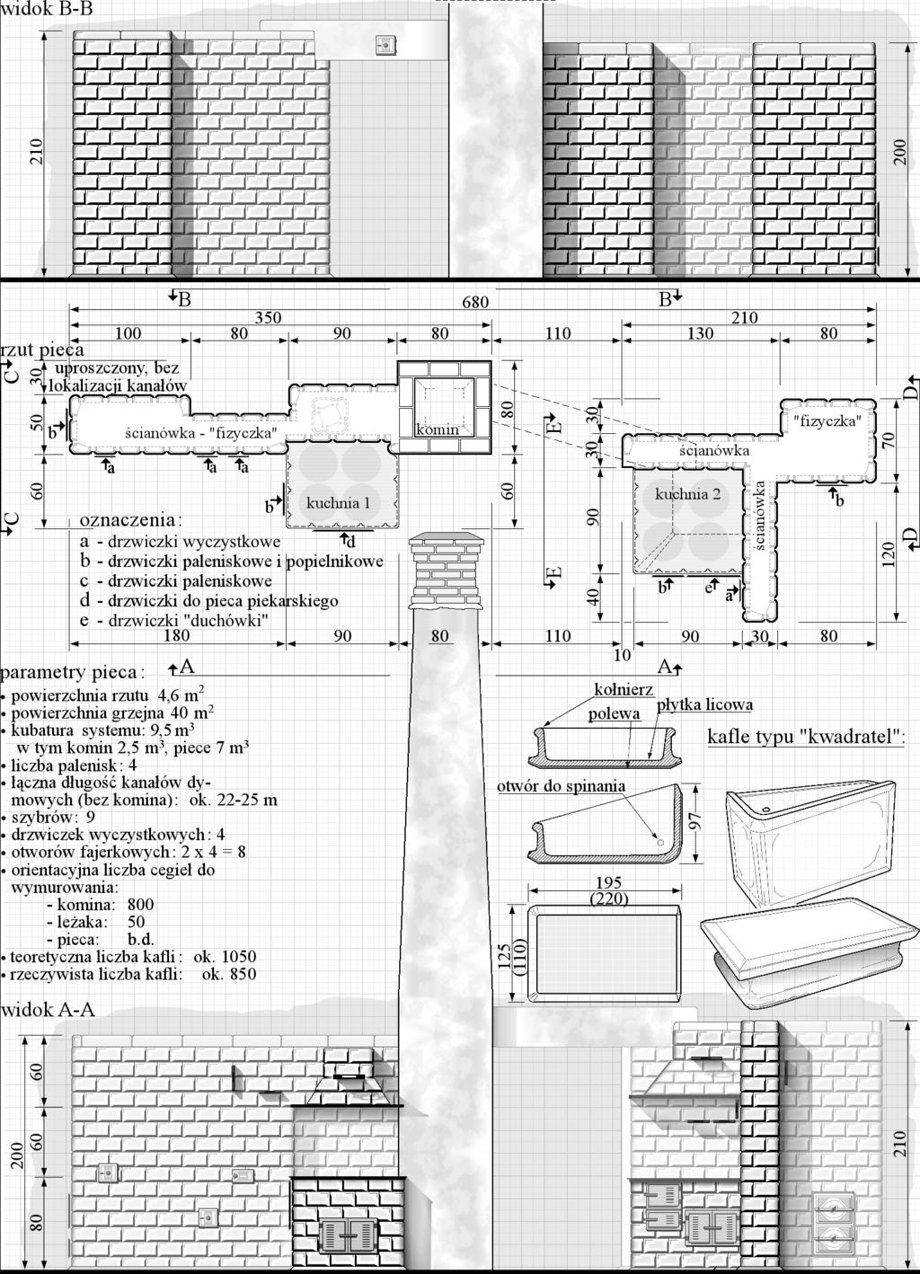 120 3. PIECE PODLASKIE. RYSUNEK 3.4.2. System pieców w domu we wsi Lesznia (dom nr 27) w gminie Suraż (rys.