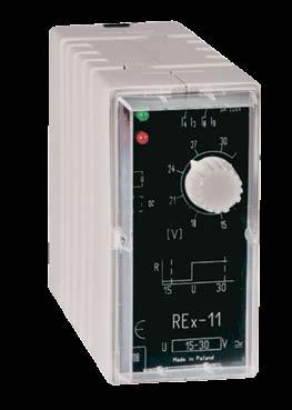 25 Elektroniczny Pomiarowy Przekaźnik Nad - lub Podnapięciowy REx-11 Przekaźnik jednofunkcyjny o działaniu bezzwłocznym Napięcie pomiarowe jest równocześnie napięciem zasilającym Możliwość