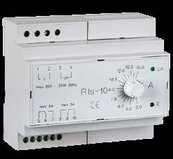 30 Elektroniczny Pomiarowy Przekaźnik Prądowy RIs-10 Jednofunkcyjny, jednofazowy; działanie bezzwłoczne Jednozakresowy; jeden z trzech zakresów prądu przemiennego (od 1 A do 15 A) Galwaniczna