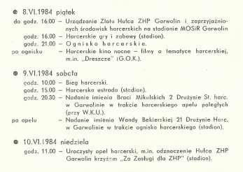 ŚWIĘTO HUFCA 1983 I 1984 Hufcowe święta 1983 i 1984 były