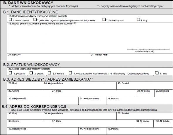 B.4. - Adres do korespondencji Wskazana rubryka w poz. 33-42 wymaga uzupełnienia, jeżeli adres do korespondencji jest inny, niż wskazany wcześniej w części B.3. wniosku o wydanie interpretacji indywidualnej.