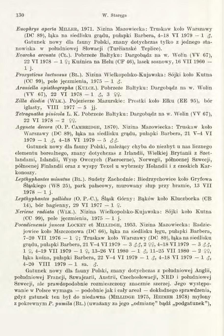 130 W. Staręga Euophrys aperta Mil l e r, 1971.