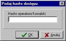 Notatnik Dyspozytorski asix5 Podczas wprowadzaniu hasła, dla bezpieczeństwa, w oknie nie pojawia się samo hasło lecz gwiazdki.